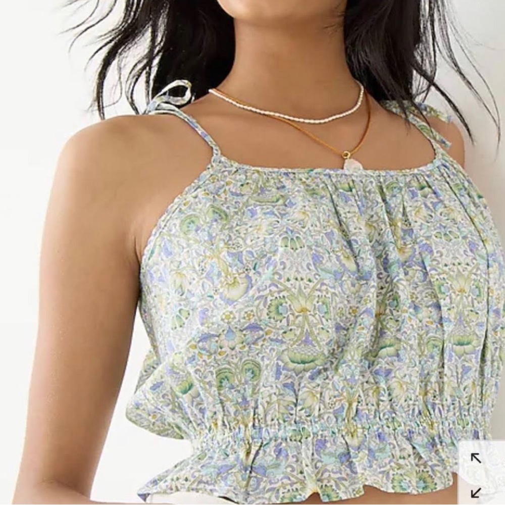 J. Crew Floral Print Cotton Camisole in Light Green and Lavender